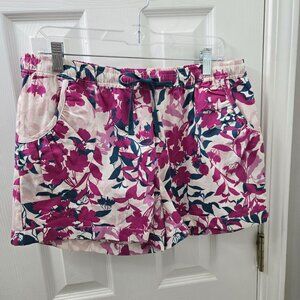 Adore Me Floral Sleep Shorts Womens Large Pink‎ Blue Cotton Drawstring Pull On